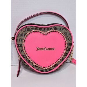 Juicy Couture Signature Heart Crossbody Bag | Pink Brown Gothic Monogram